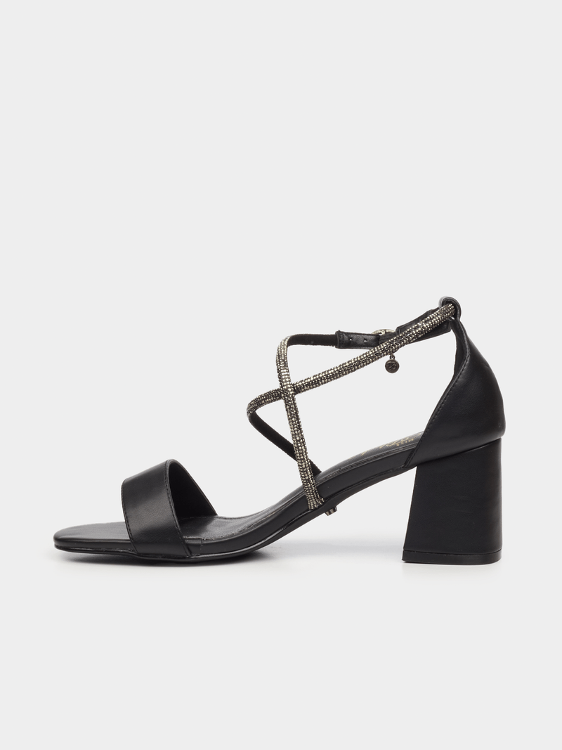 Miss Black Ladies Bardot 6 Heels-Nude.