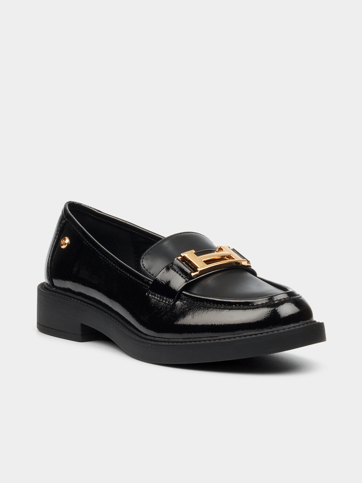 Miss Black Ladies' Poem 1 Gold Buckle Loafer-Black