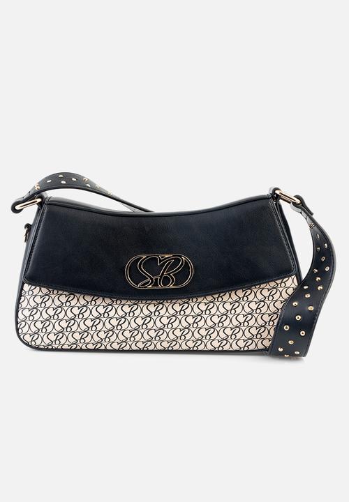 Sissy Boy Black And Beige SissyBoy Ladies Printed SB Shoulder Bag (7510795223129)