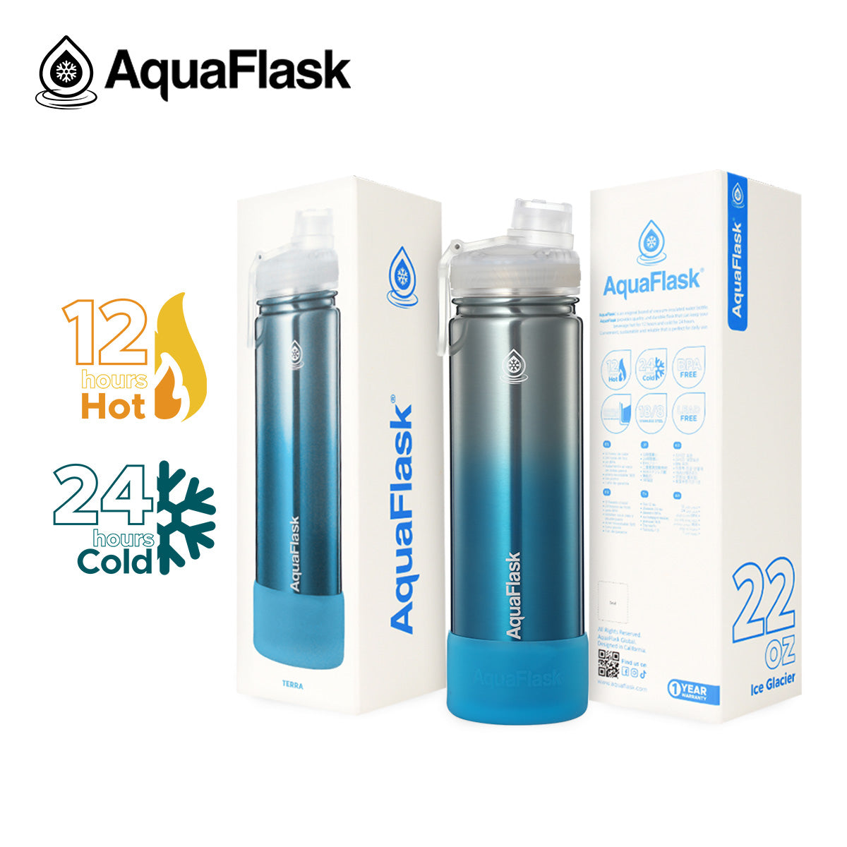 Aquaflask Terra 650ml Flask Ice Glacier AF-V179