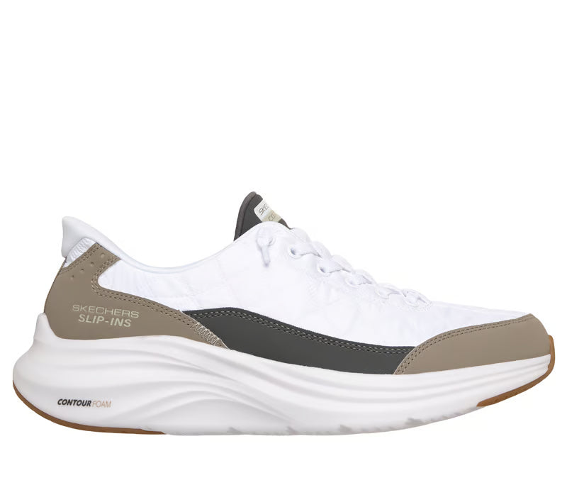 Skechers Slip-ins: Contour Foam - Cozy Fit-White/Taupe 232619