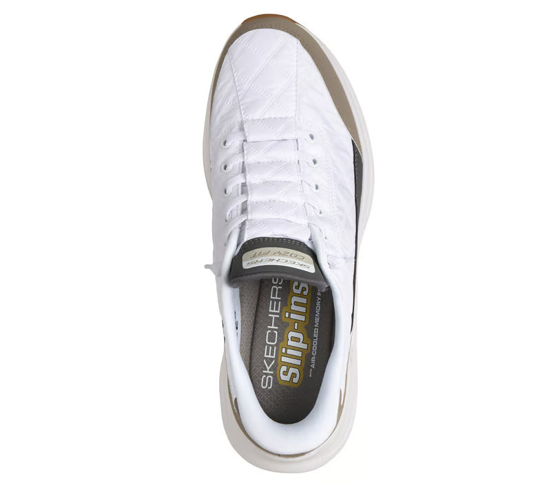 Skechers Slip-ins: Contour Foam - Cozy Fit-White/Taupe 232619