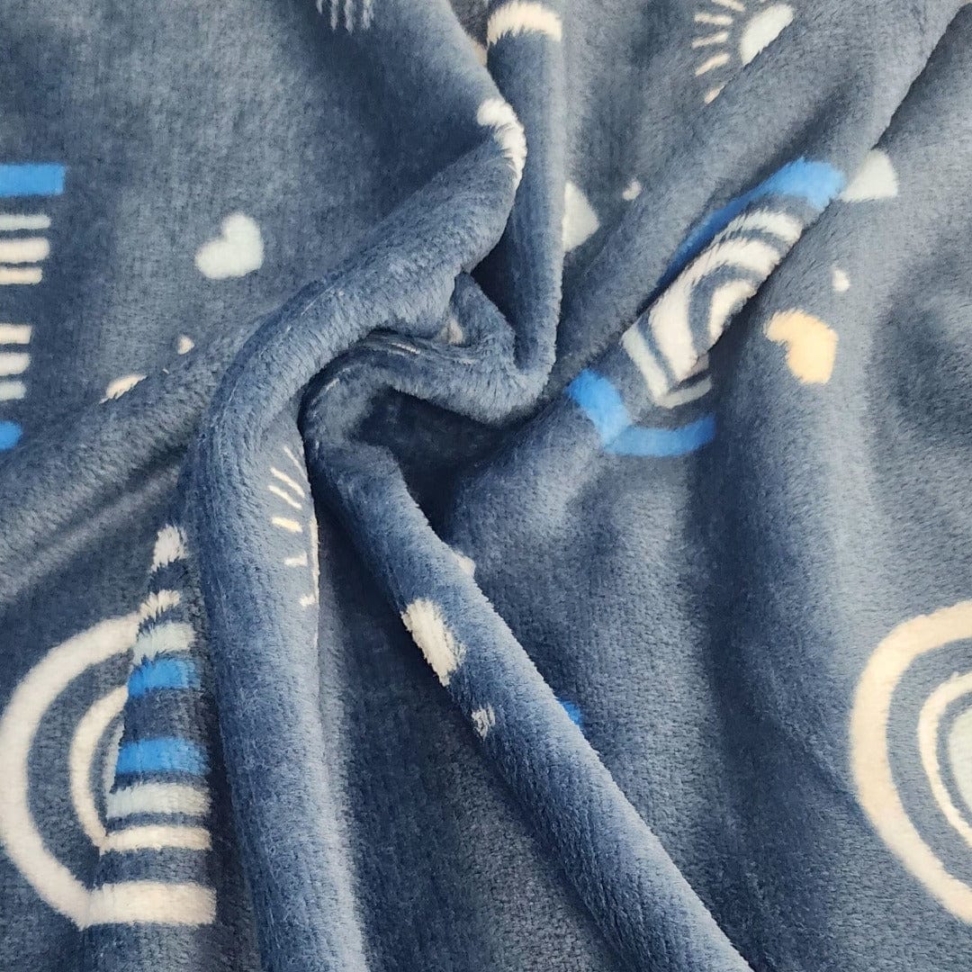 Fleece blanket Navy Printed Mongolian Fleece Fabric Rainbow 150cm (7564607946841)