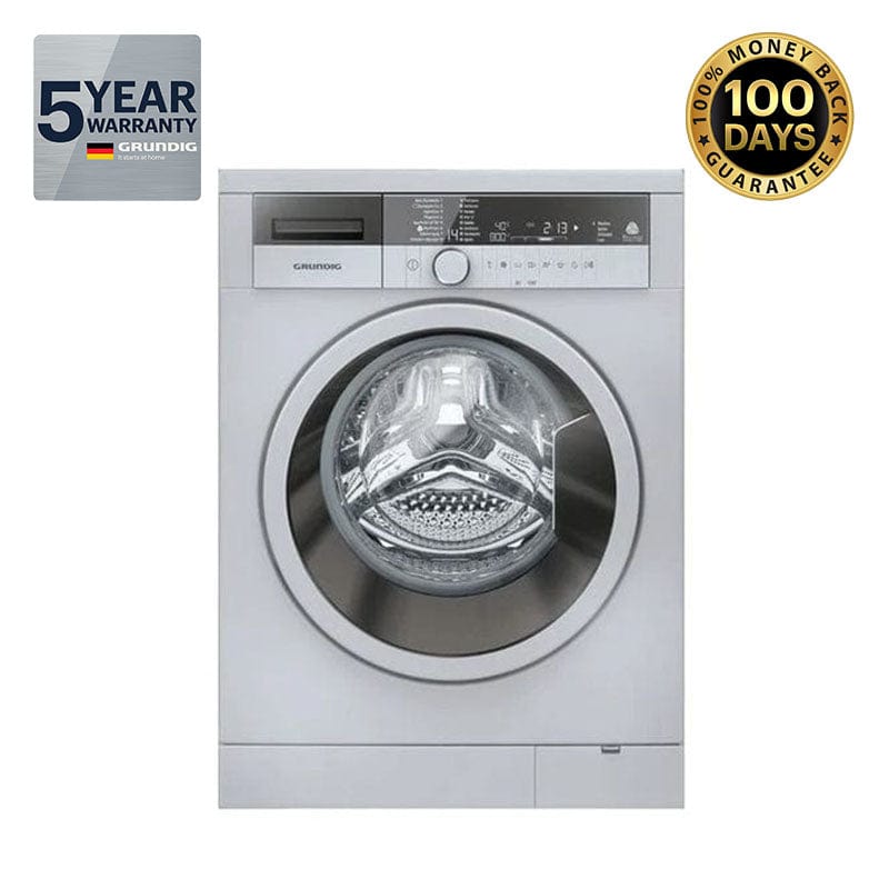 Grundig WASHING MACHINE Grundig 8Kg Silver Front Loader washing Machine GWN48430SC (6566525599833)