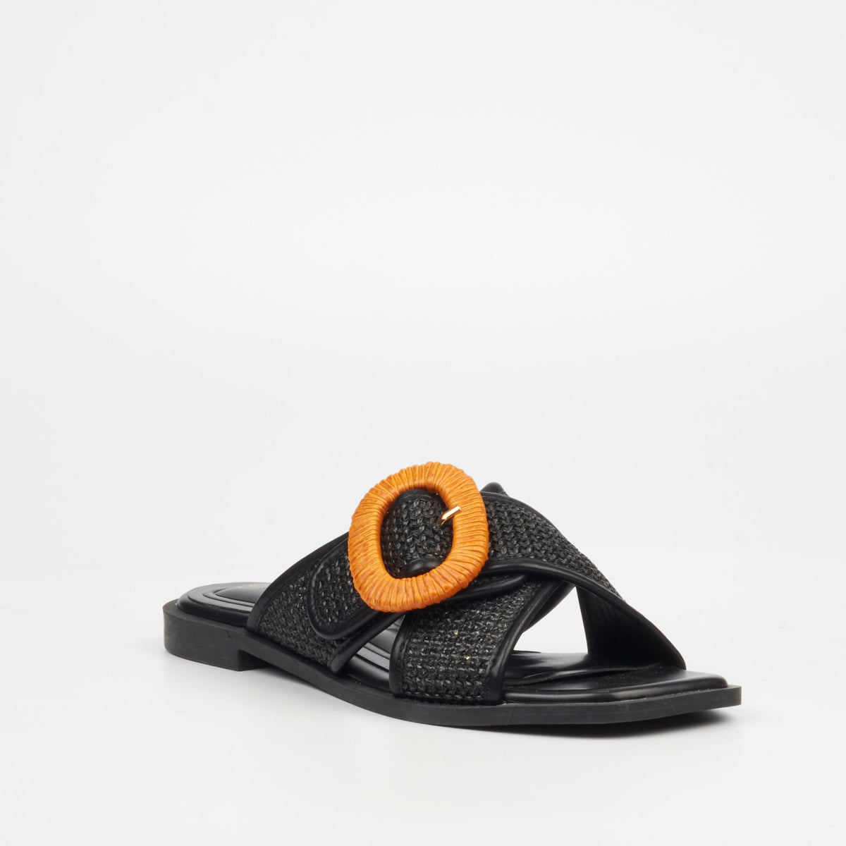 Butterfly Feet Dorey 3 Raffia Flat Sandals – Black (8024879988825)