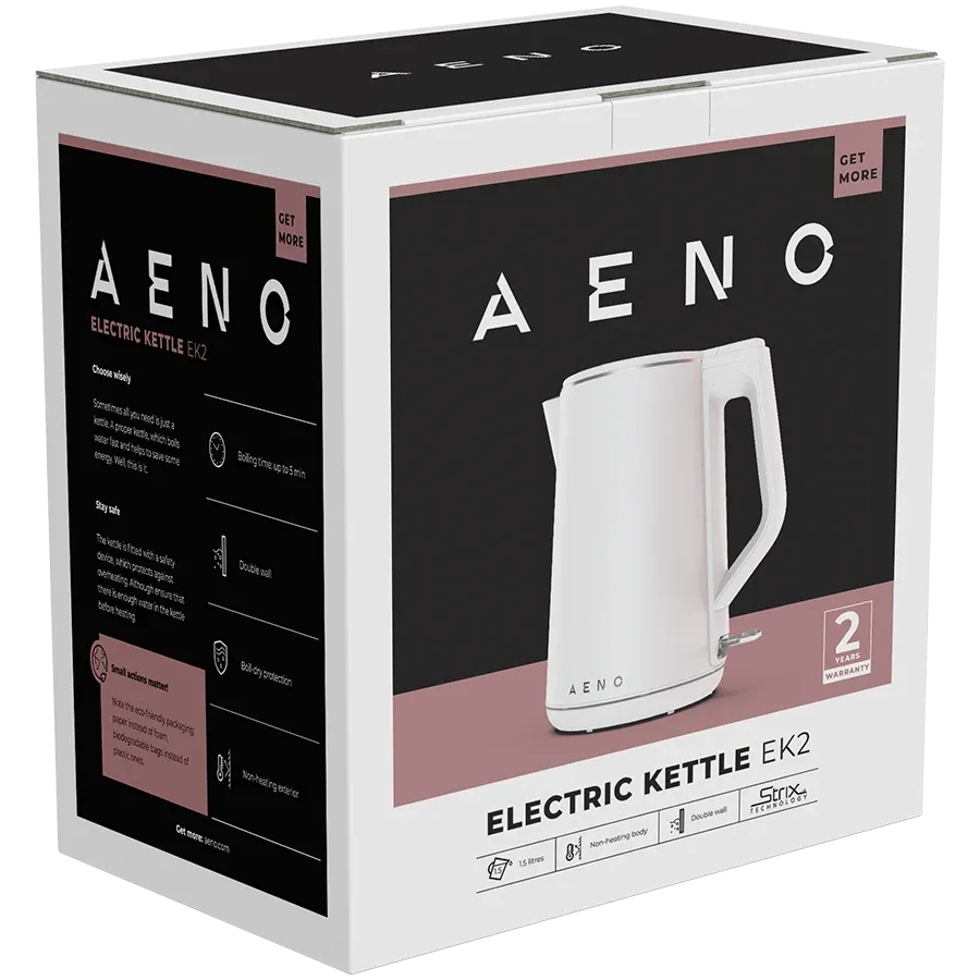 AENO EK2 Electric Kettle 1.5L Strix Double Walls White AEK0002.
