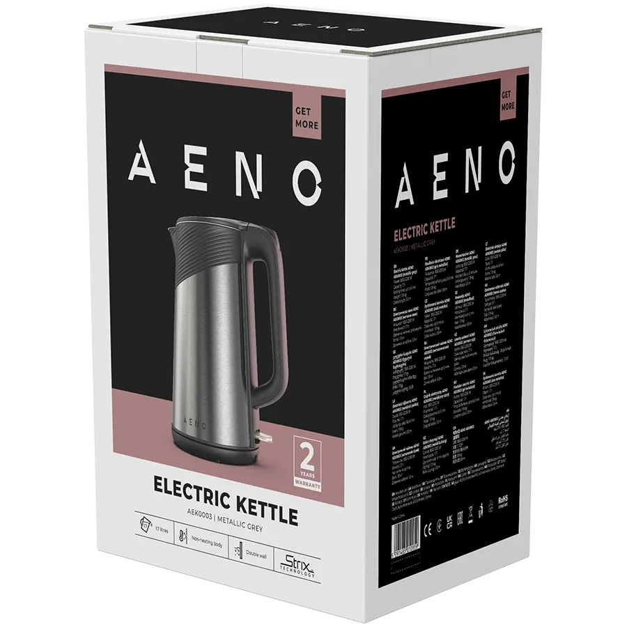 AENO EK3 Electric Kettle 1.7L Strix Double Walls Metallic Grey AEK0003