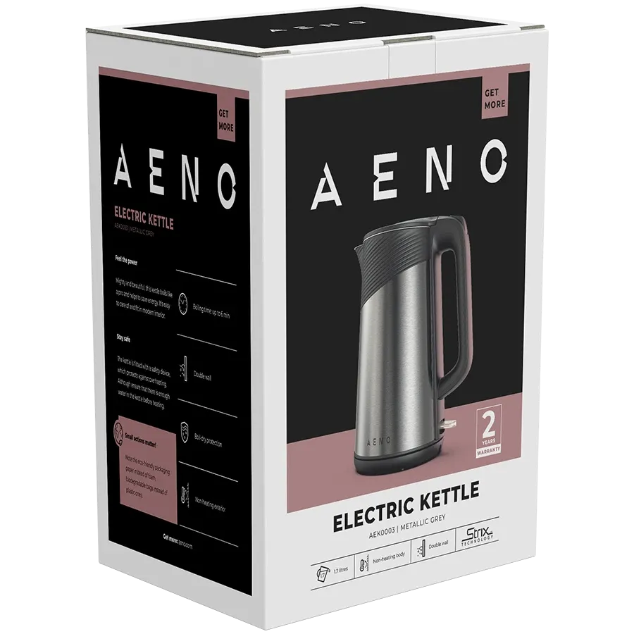 AENO EK3 Electric Kettle 1.7L Strix Double Walls Metallic Grey AEK0003