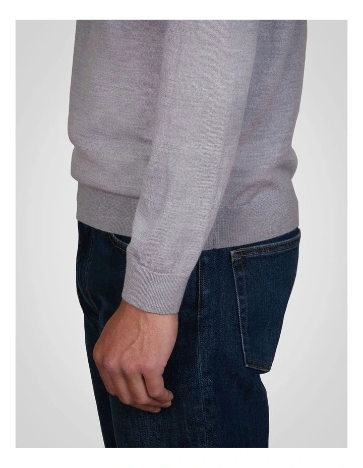 Gant Mens Extra Fine Merino Wool Golfer Sweater-Grey Melange 8050210
