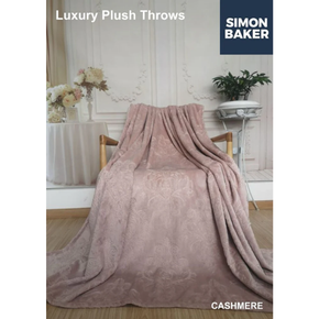 Simon Baker Luxury Plush Embossed Blanket 200x240cm Cashmere