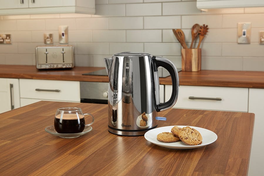 Swan TOASTER & KETTLE Swan Classic Polished Stainless Steel Cordless Kettle & 4 Slice Toaster SNR2P (7046081577049)