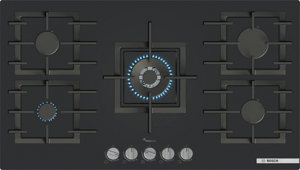 Bosch 90cm Series 6 Gas on Glass Hob – Black PPQ9B6I40M.