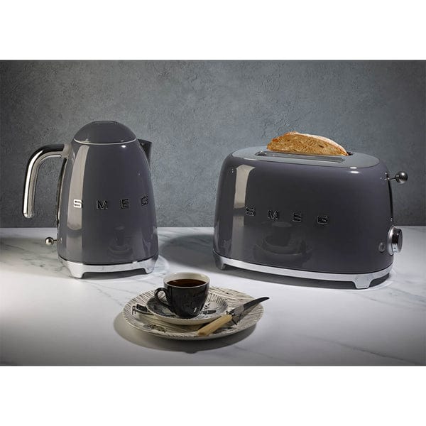 smeg TOASTER & KETTLE Smeg 50's Retro Style Kettle and 2 Slice Toaster Set Slate Grey (7346595528793)