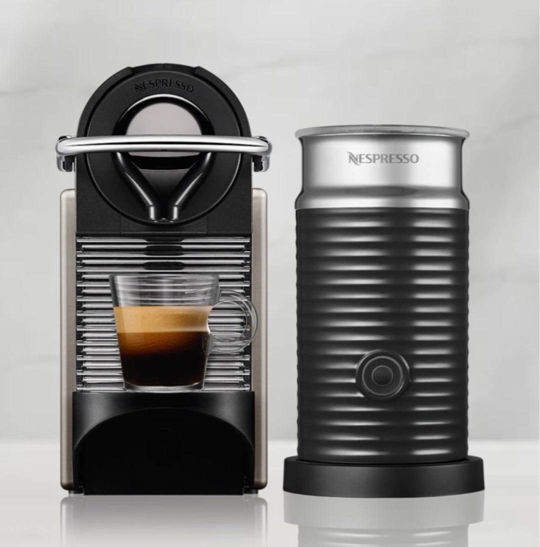 Nespresso COFFEE MACHINE Nespresso Pixie Automatic Espresso Machine With Aeroccino 3 Milk Frother  Titanium (7001441271897)