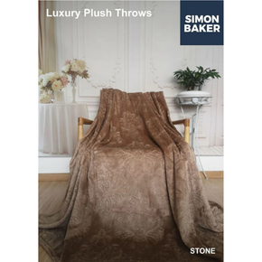 Simon Baker Luxury Plush Embossed Blanket 200x240cm Stone