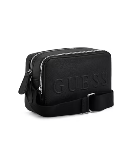 Guess Ladies Handbags Guess Haddington Mini Double Zip Crossbody Black (7795006341209)