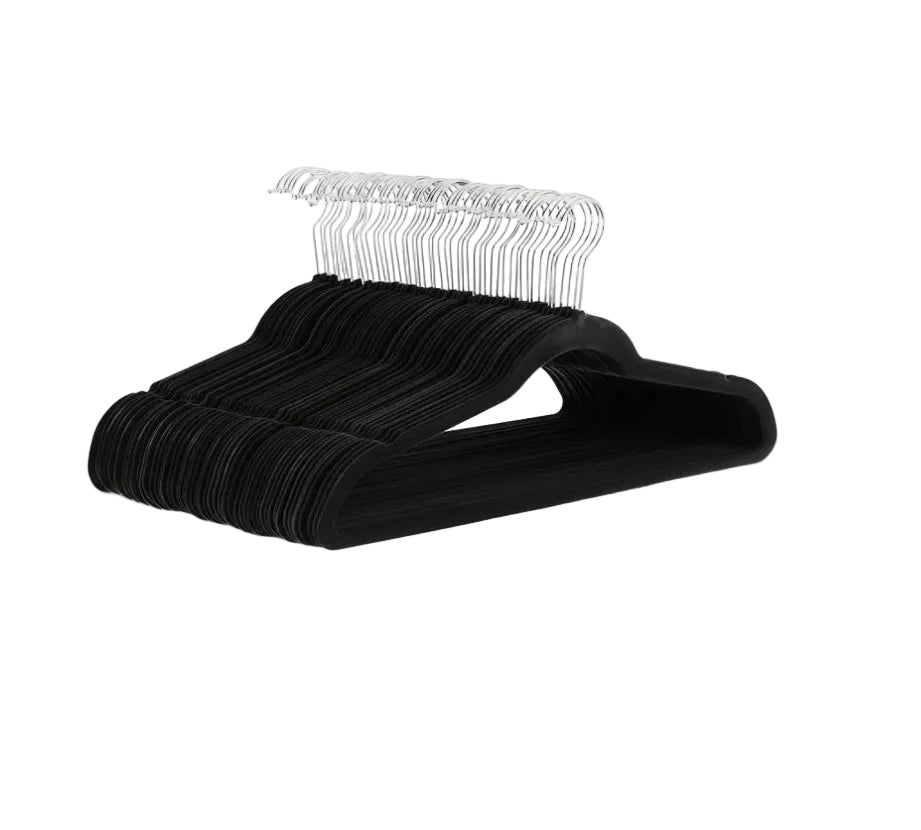 Danny Home Velvet Slim Hangers 44.5cm 25 Piece Black VH022B-25.