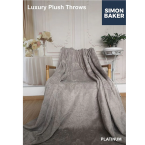 Simon Baker Luxury Plush Embossed Blanket 200x240cm Platinum