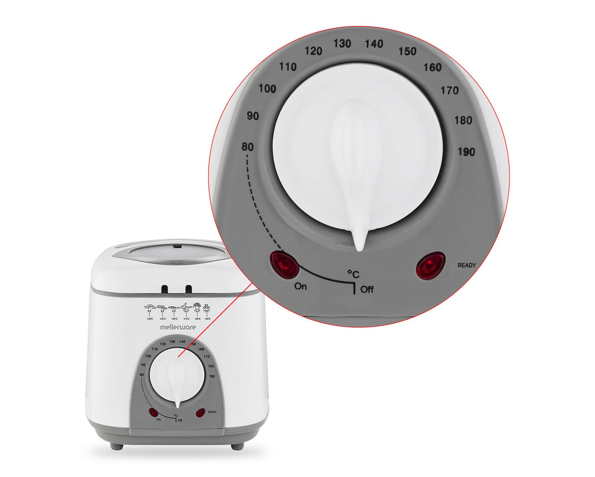 Mellerware Deep Fryer Adjustable Temperature Plastic White 1L 950W Frymaster 27101