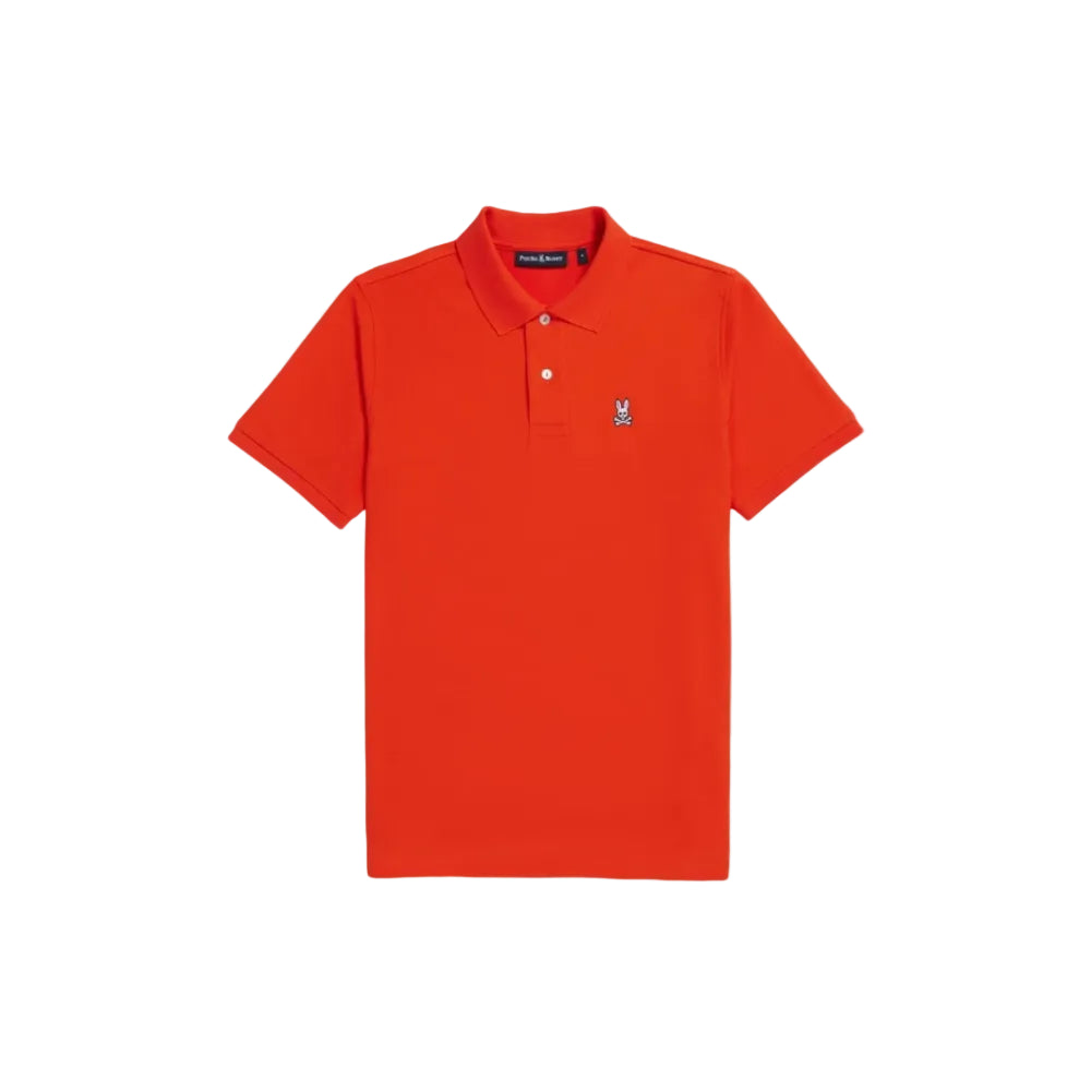 Psycho Bunny Men's Pique Weave Polo Shirt- Fiery Red B6K001F200