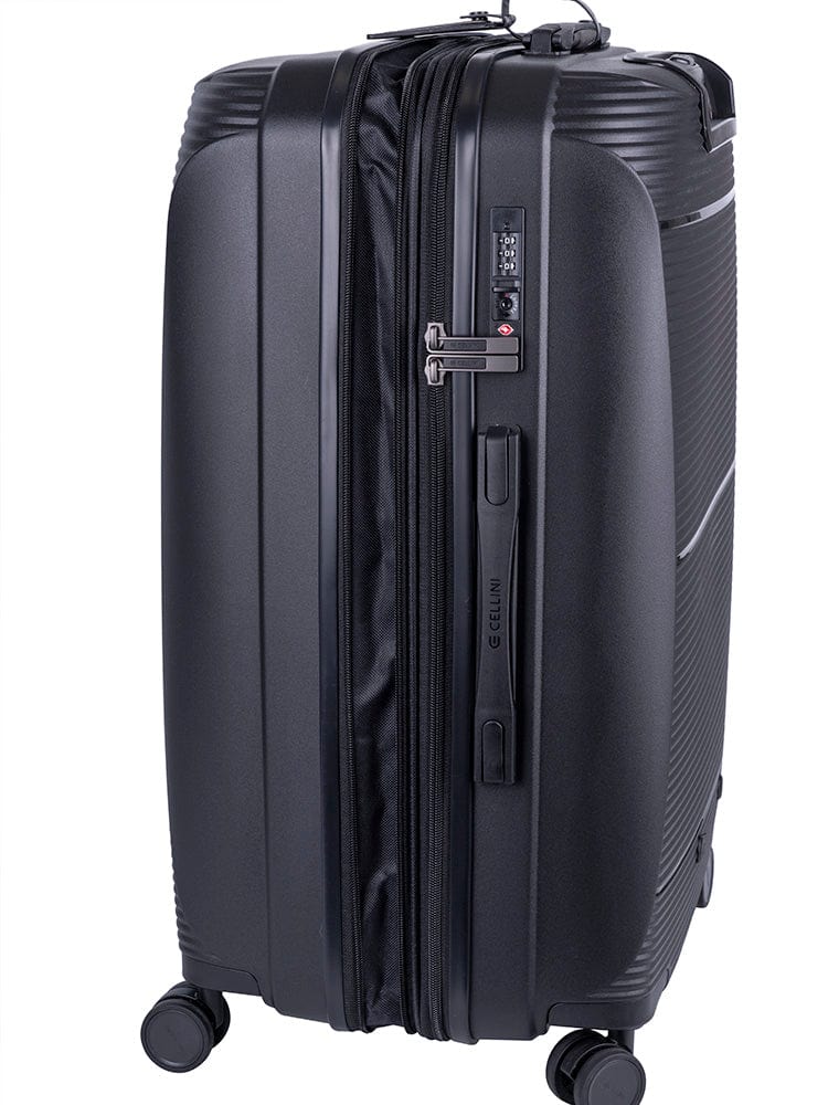 CELLINI Luggage & Bags Cellini Qwest Medium 4 Wheel Trolley Case Black (7497364996185)