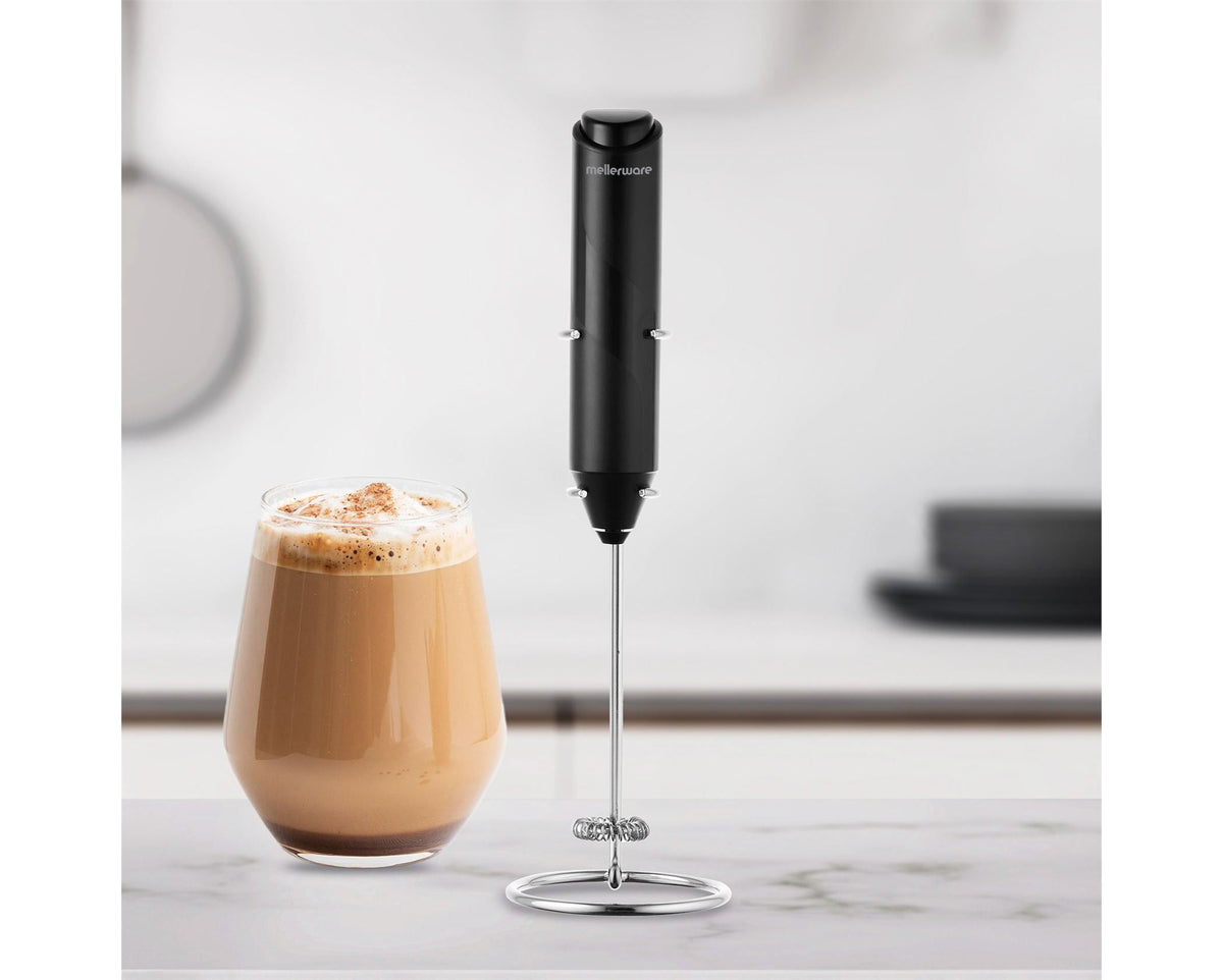 Mellerware Milk Frother Battery Operated Plastic Black Aaa 3V Velvetvortex 29007.