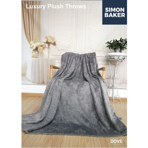 Simon Baker Luxury Plush Embossed Blanket 200x240cm Dove