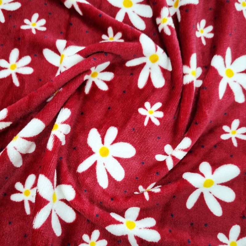 Printed Mongolian Fleece Fabric 150cm Floral.