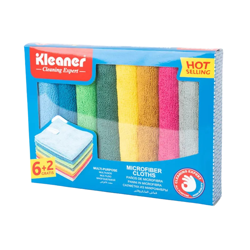 Kleaner Microfiber Cloths Multipurpose Cleaning 30×30cm Pack of 8 GSG016.
