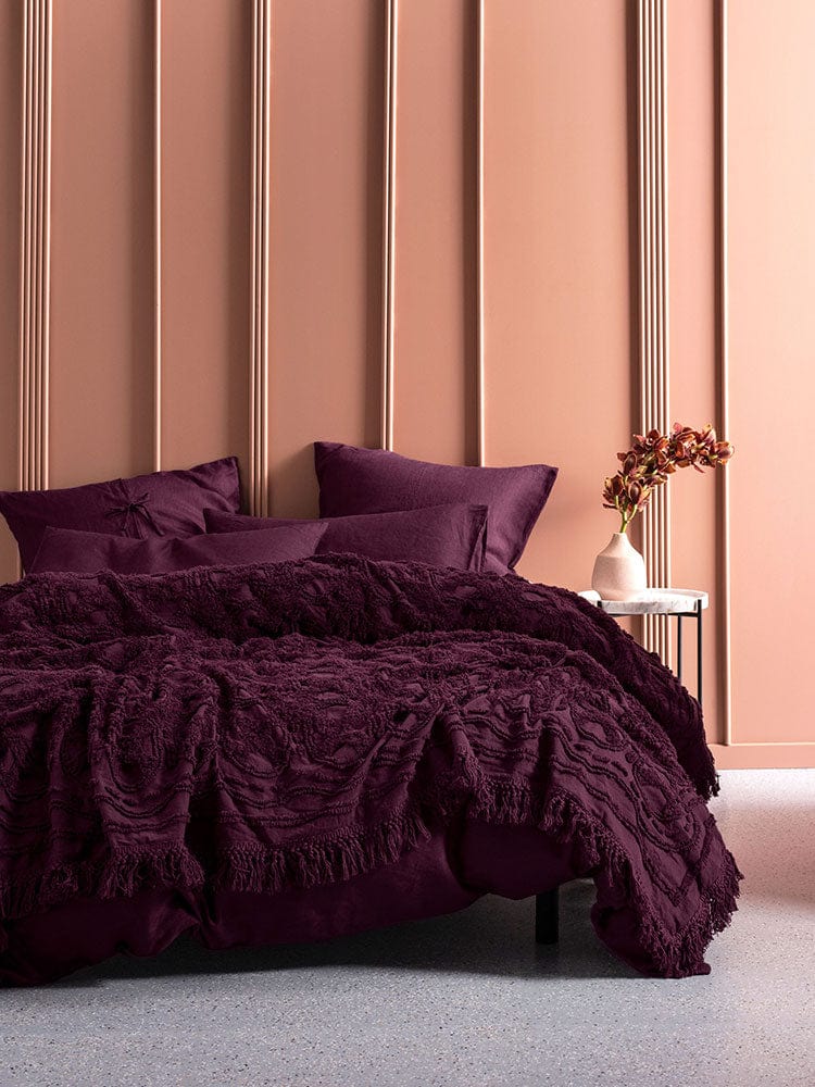 Linen House Bedroom & Bathroom Linen House King Bed Cover Wine Somers Throw (7213079920729)
