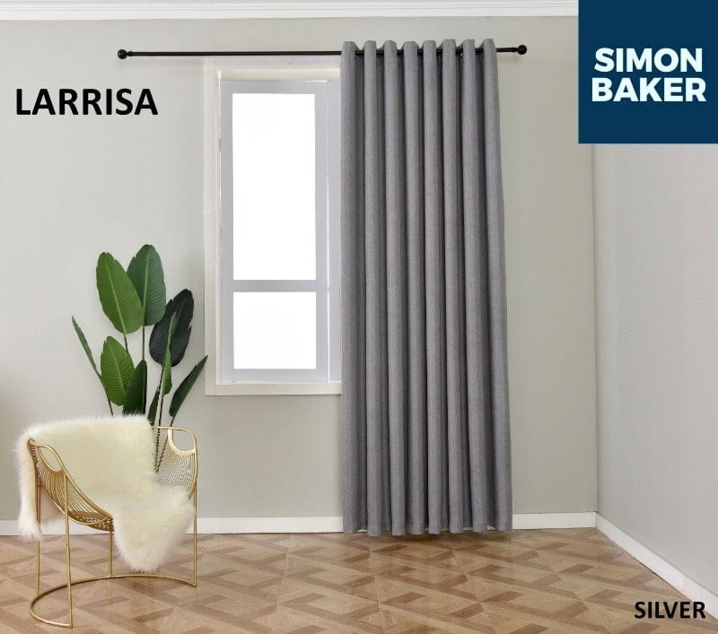 SIMON BAKER EYELET CURTAIN Larrisa Silver 265 X 218 CM Simon Baker Larrisa Silver Ready Made Eyelet Curtain (6596520214617)