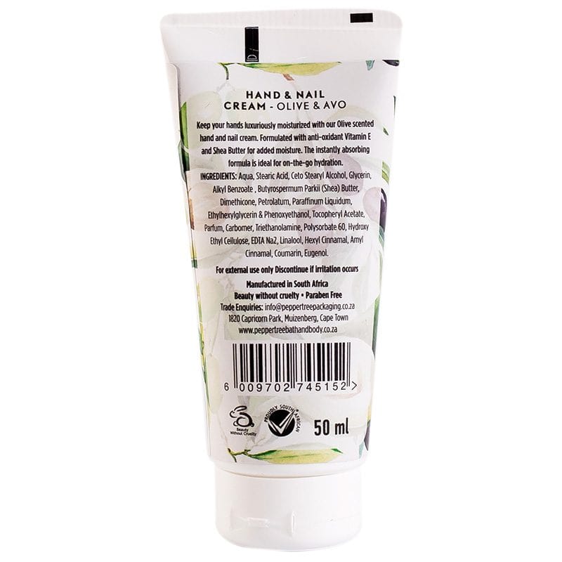 Pepper Tree SOAP DISH Body Essentials Olive & Avo Hand & Nail Cream 50ml (7225302450265)