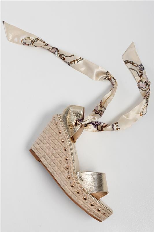 Sissy Boy Ladies Sandals Sissy Boy Spill The Tea Ladies Wedge Sandals Gold (7137906491481)