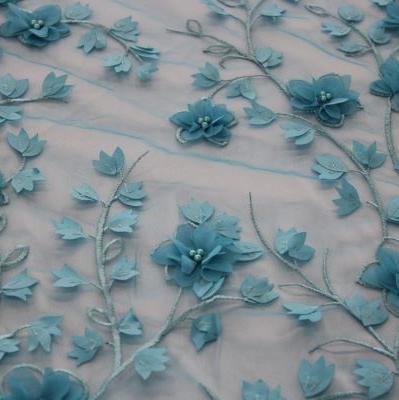3D LACE Dress Fabrics Turq 3D Floral Bridal Lace (7780727881817)