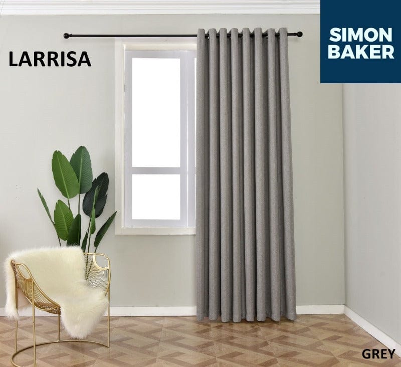 SIMON BAKER EYELET CURTAIN Larrisa Grey 265 X 218 CM Simon Baker Larrisa Grey Ready Made Eyelet Curtain (6596512972889)