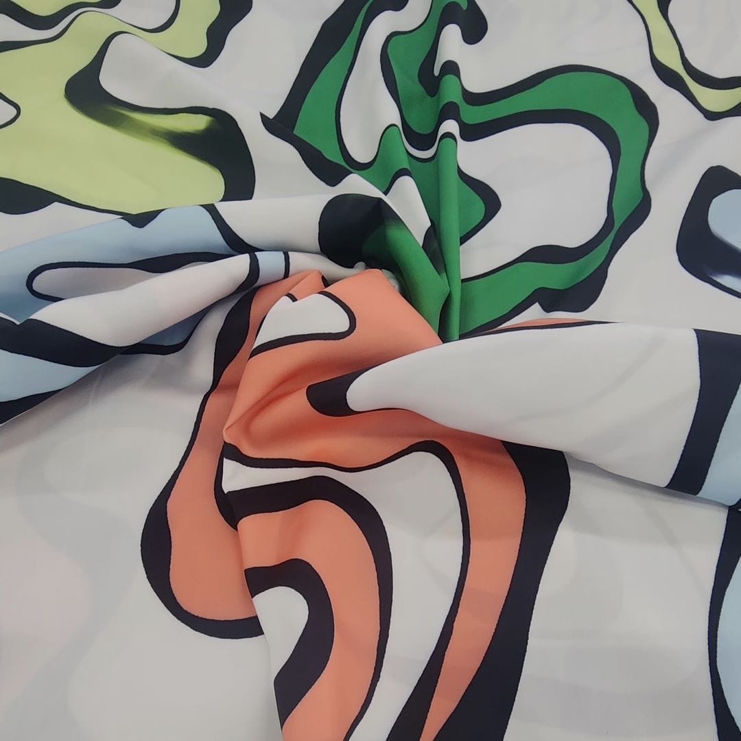 SATIN Dress Fabrics Printed Bolvian Satin Fabric 150cm Green/Lemon/Powder (7461194530905)