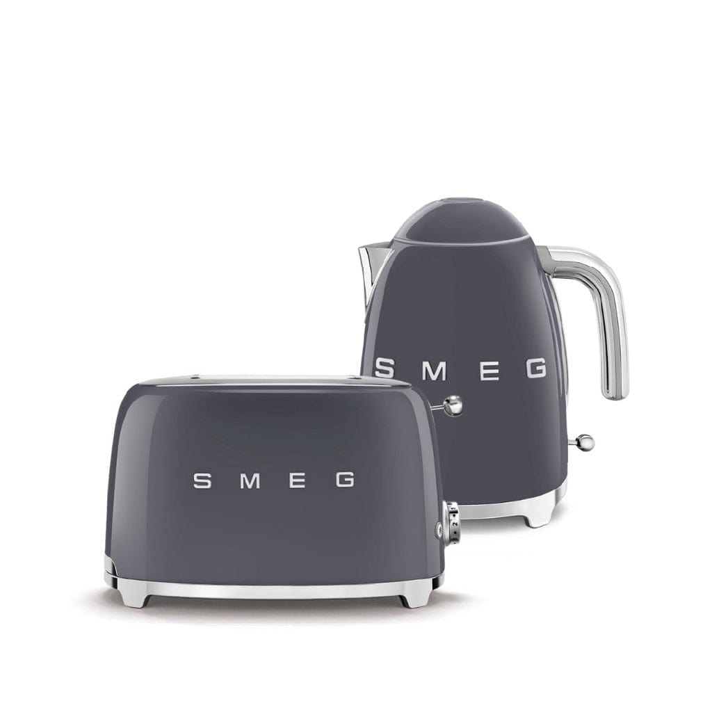 smeg TOASTER & KETTLE Smeg 50's Retro Style Kettle and 2 Slice Toaster Set Slate Grey (7346595528793)