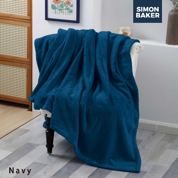 Simon Baker Super Plush Blanket Throw 200x240cm Navy