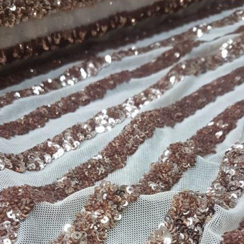 SEQUINS Dress Fabrics Gold 120 cm Sequence Stripe Fabric 10300 120 cm (4762686259289)