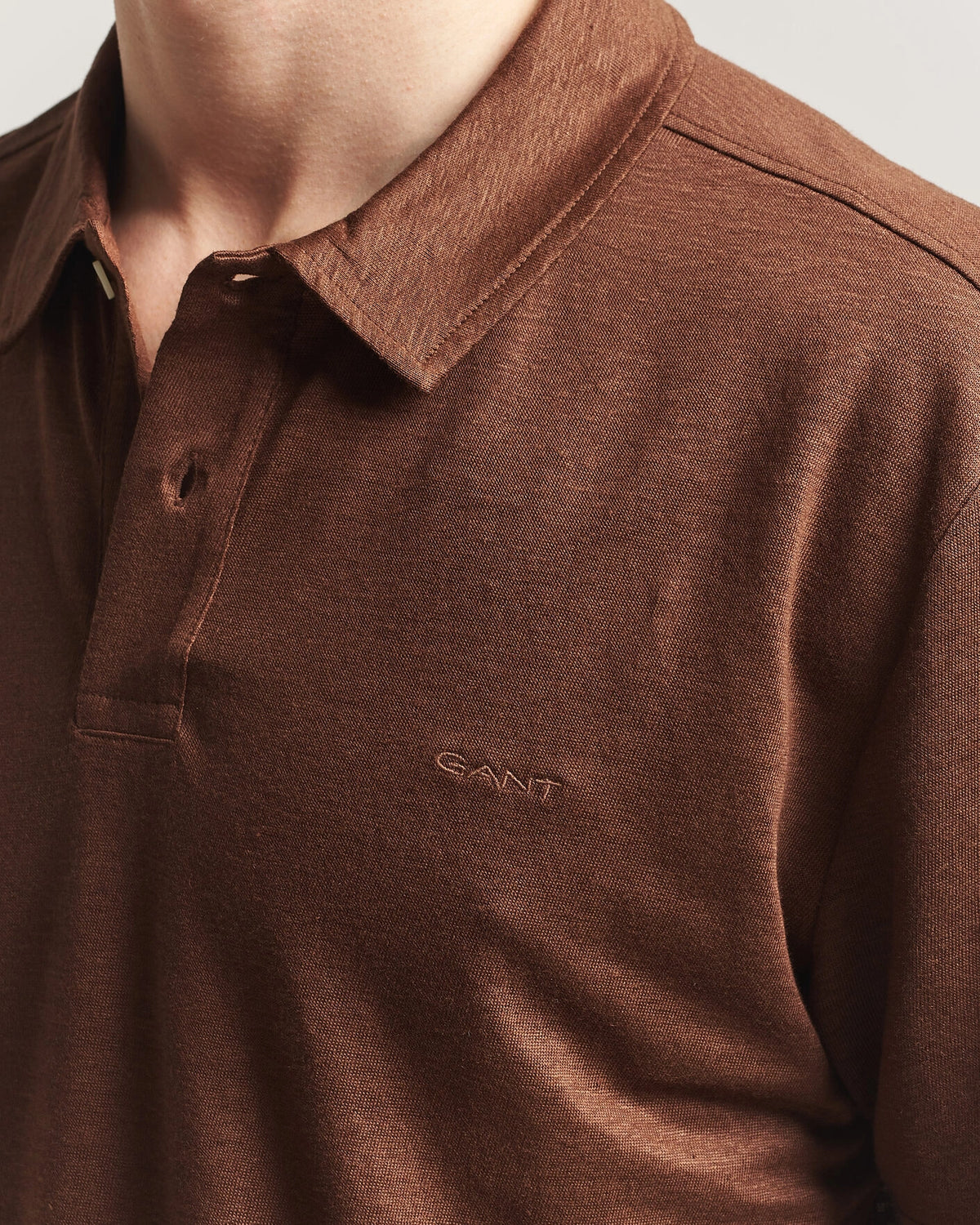 Gant Men's Linen Polo Short Sleeve- Mahogany Brown 2014034