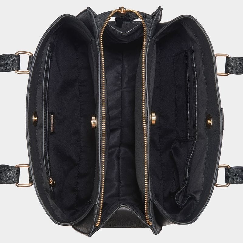 Guess Ladies Handbags Women's Guess Black Garrick Satchel Bag (7508828651609)