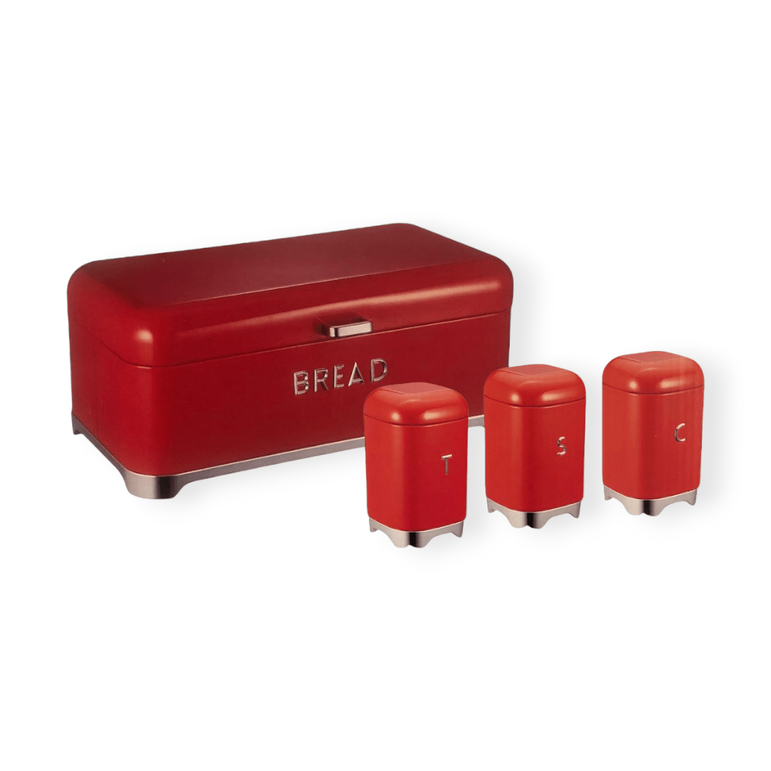 Continental Homeware CANISTER Continental Homeware Deluxe Edition Bread Bin With 3pcs Canister Set Red CH724 (7305526378585)