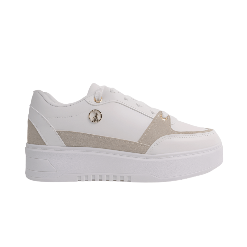 Polo Ladies Sneakers Polo Women's White Circle Trim Platform Sneakers