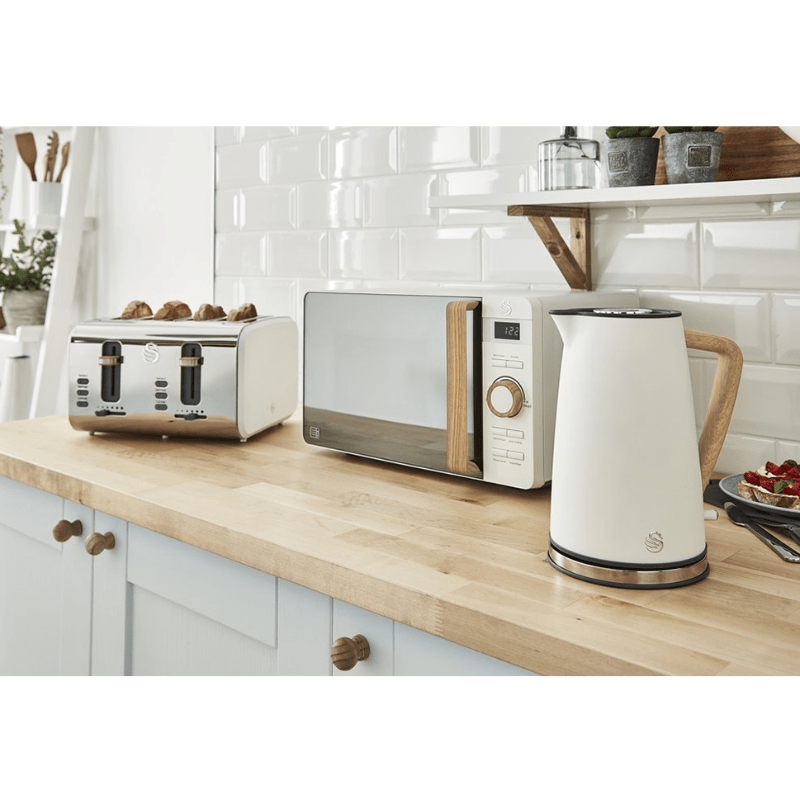Swan TOASTER & KETTLE Swan Nordic White Kettle and 2 slice Toaster Pack SNR2PW (6714055196761)