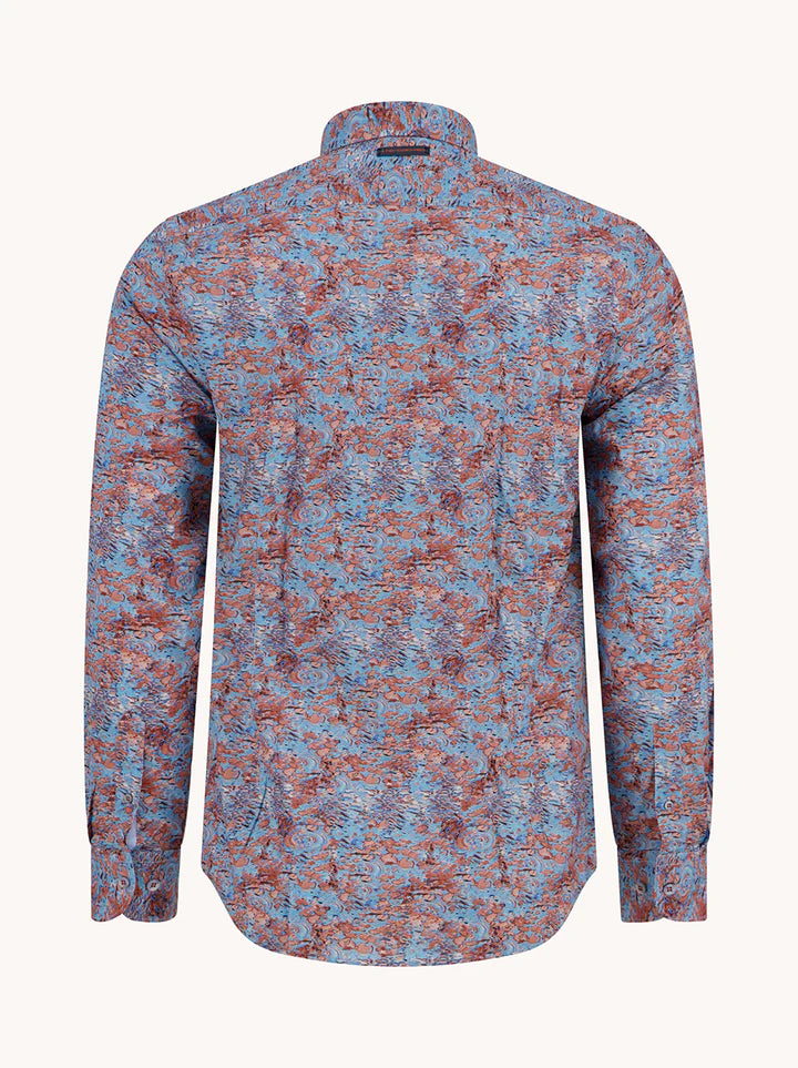 A Fish Named Fred Men's Shirt Watercolor Lily-Burnt Orange 33.001