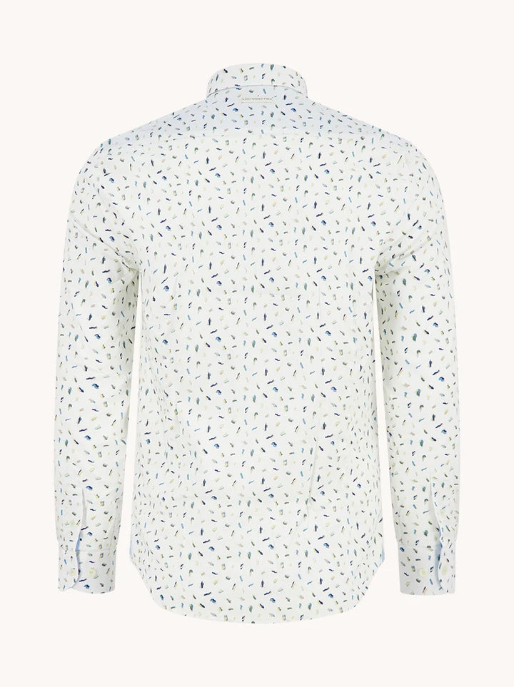 A Fish Named Fred Men's Shirt Paint Strokes-Multicolor Green 33.002