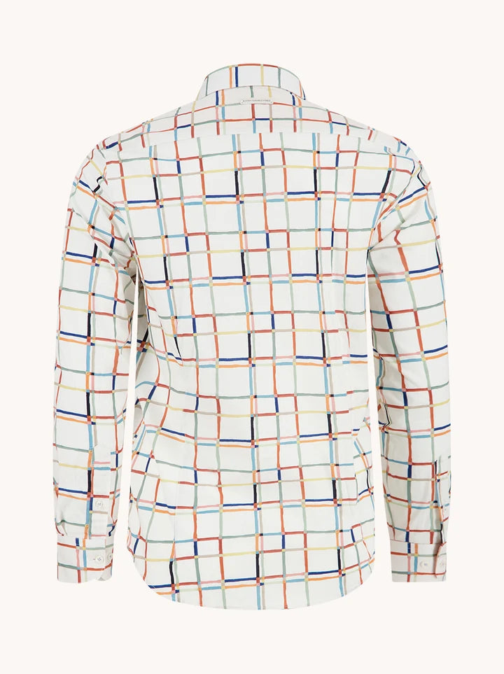 A Fish Named Fred Men's Shirt Line Art -Multi White 33.013