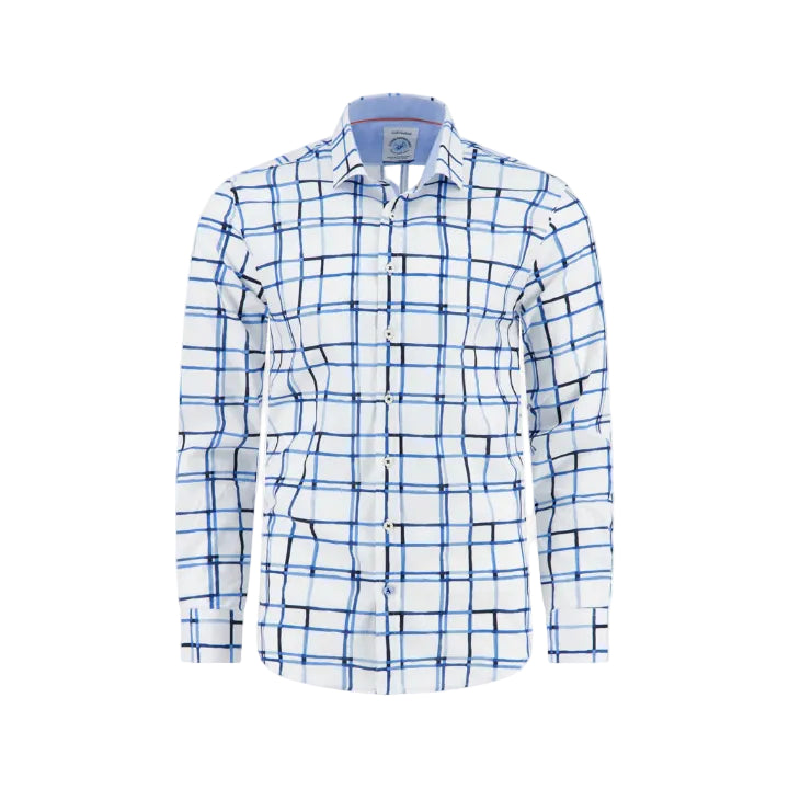 A Fish Named Fred Men's Shirt Line Art -Cobalt Blue 33.013