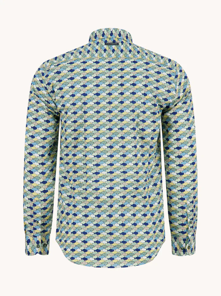 A Fish Named Fred Men's Graphic Fish Shirt-MultiColor Green 33.019