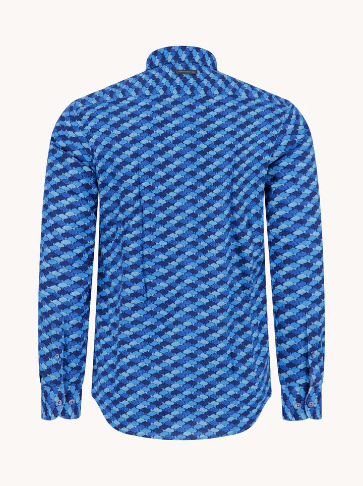 A Fish Named Fred Men's Graphic Fish Shirt-Cobalt Blue 33.019
